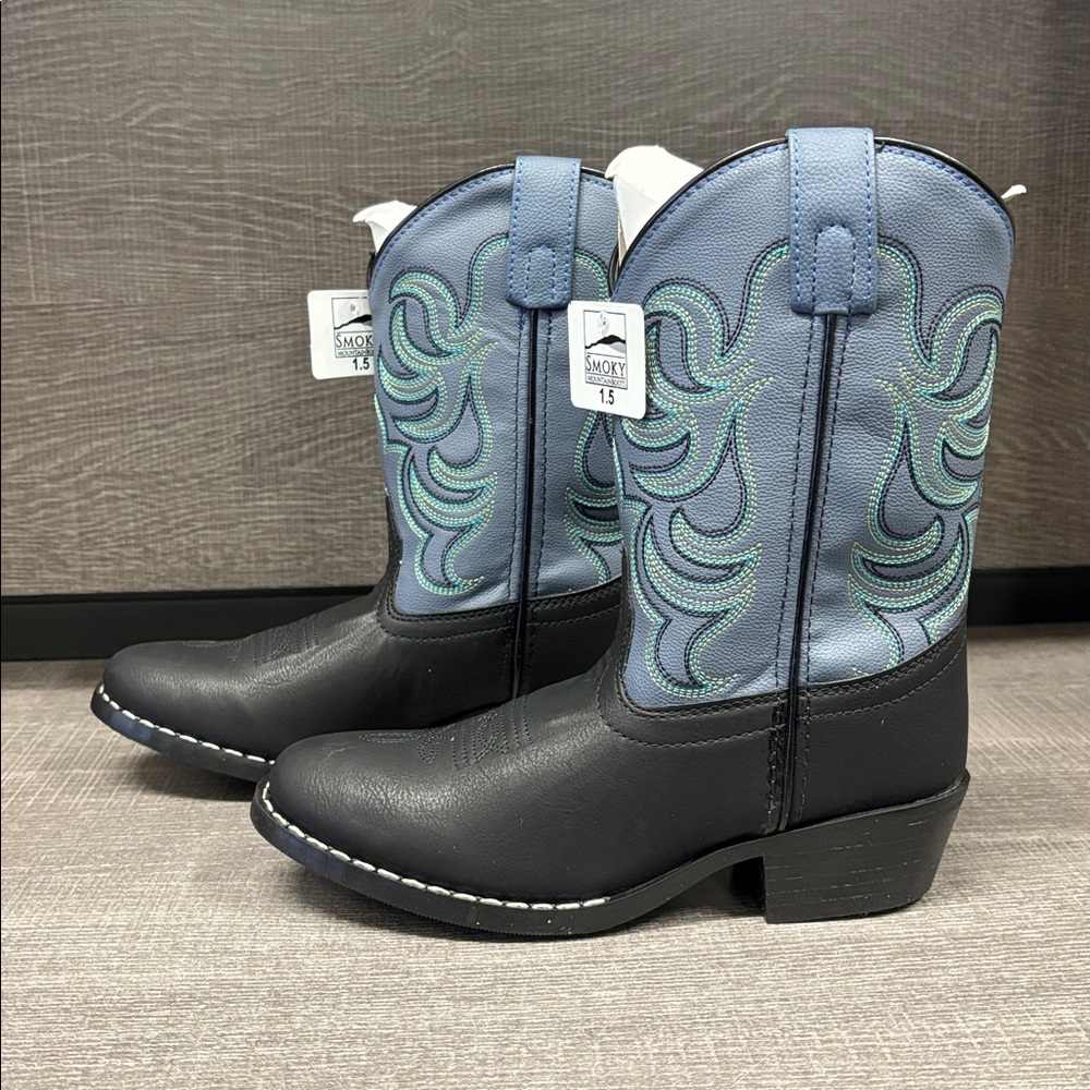 Youth Smoky Mountain Monterey Western/Cowboy Boots (Blue/Black) - Size 1.5